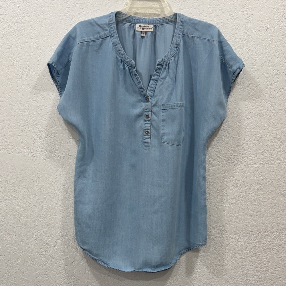 Hester & Orchard Tencel Light Blue Half-Button Jean Shirt